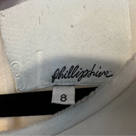 3.1 Phillip Lim cream and navy silk mini dress with black floral overlay- size 8 - Picture 9 of 12